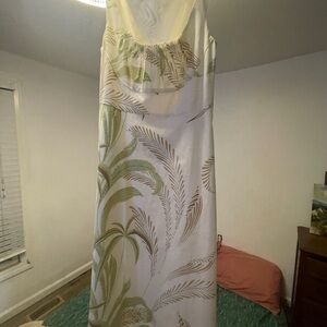 Tahari Asymmetrical Dress in White and Green